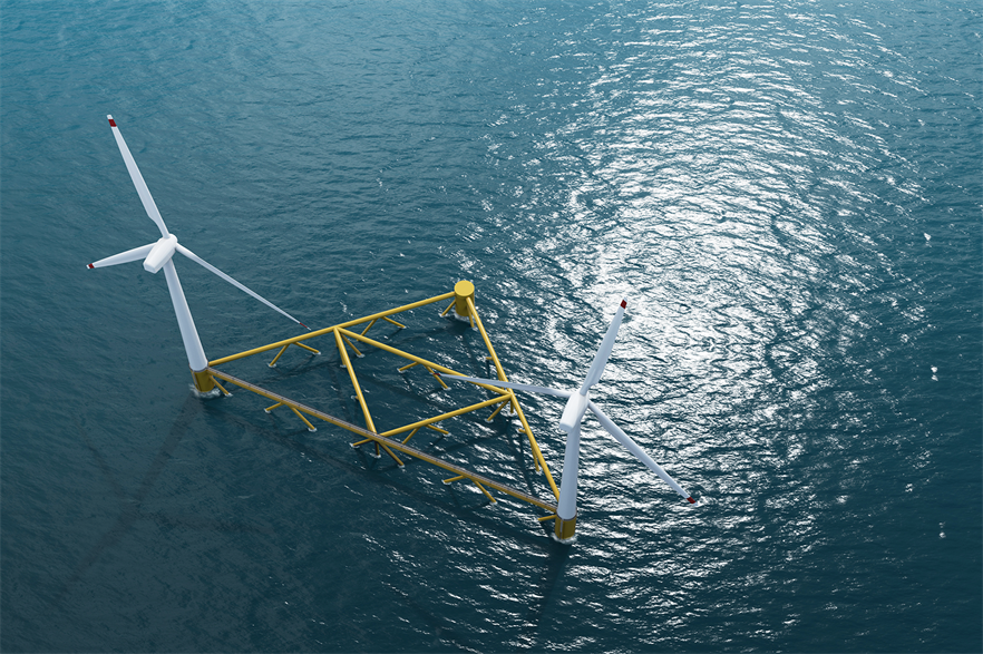 Dounreay Tri's platform will feature two wind turbines (pic: Hexicon)