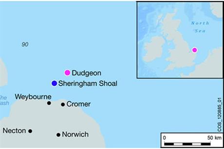 Dudgeon is located off England's east coast