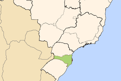 Santa Catarina is in the south of the country