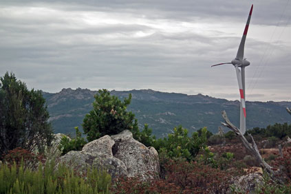A 2 MW Enercon turbine at Falck's 138 MW Buddusò-Alà dei Sardi wind farm, currently under construction  