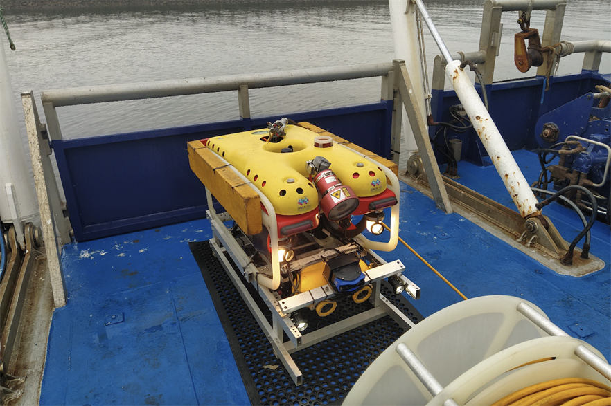 The remotely operated vehicle ready to be used at the Blyth offshore wind farm