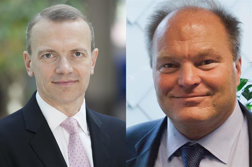 Giles Dickson (right) replaces Thomas Becker as EWEA chief executive