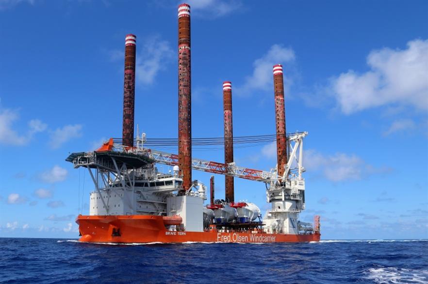 Fred Olsen Windcarrier's Brave Tern jack-up vessel installed the US's first offshore turbines