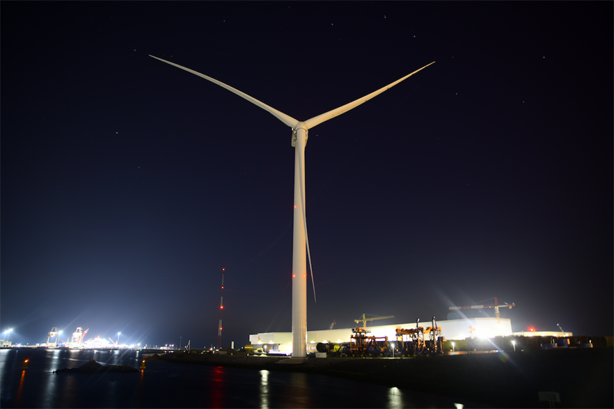 GE Renewable Energy’s Haliade-X turbine in the Port of Rotterdam (pic credit: Danny Cornelissen for GE Renewable Energy)