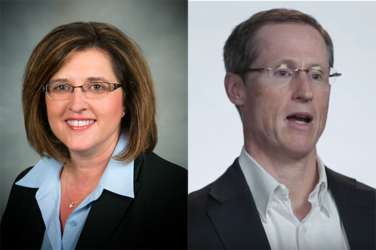 GE's Anne McEntee, left, will take up a new role, with Pete McCabe taking over as onshore CEO