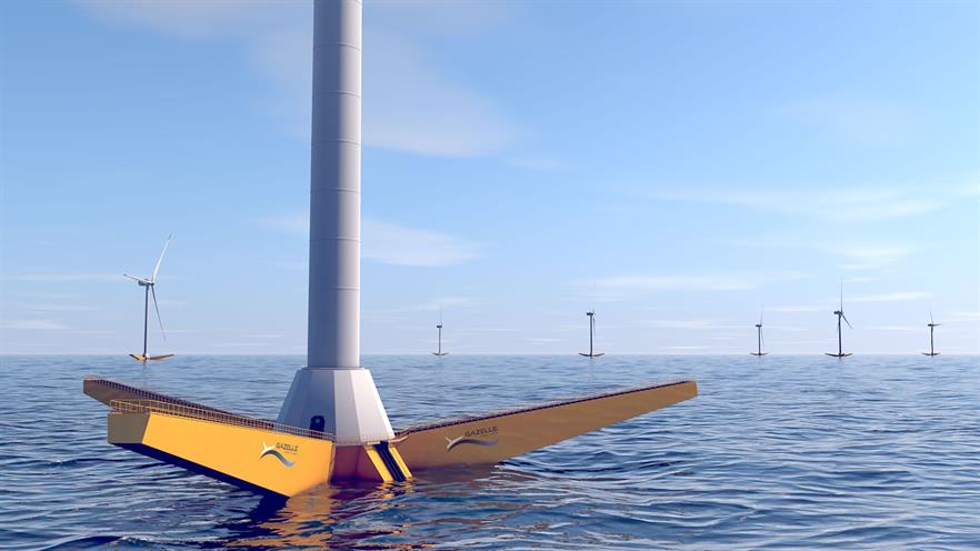 An artist's impression of Gazelle Wind Power's floating offshore wind platform