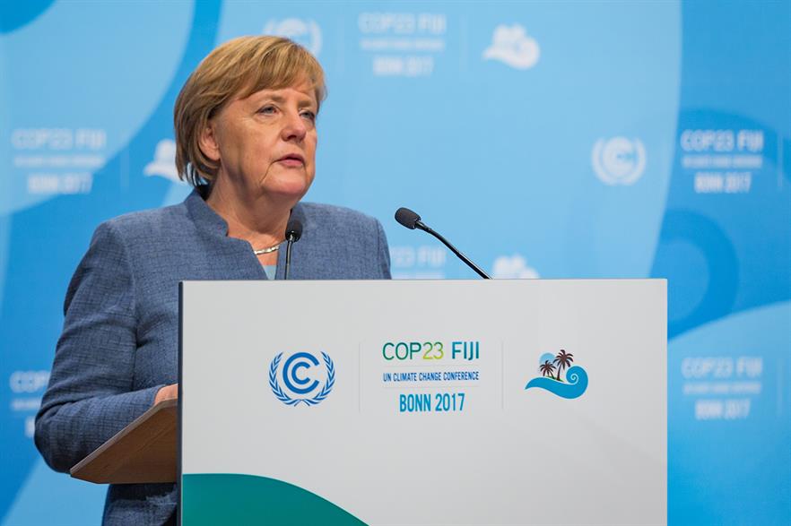 German chancellor Angela Merkel addresses delegates at the COP23 UN climate change conference in Germany (pic: United Nations)