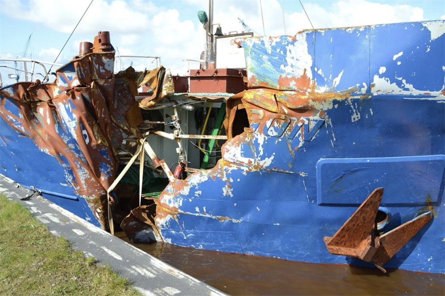 The vessel sustained a hole in its hull after the crash (pic credit: Wasserschutzpolizei NI)
