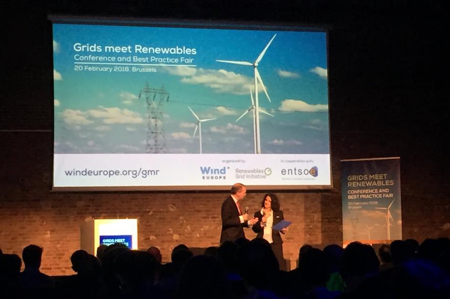 WindEurope CEO Giles Dickson (left) at the Grids meet Renewables conference in Brussels