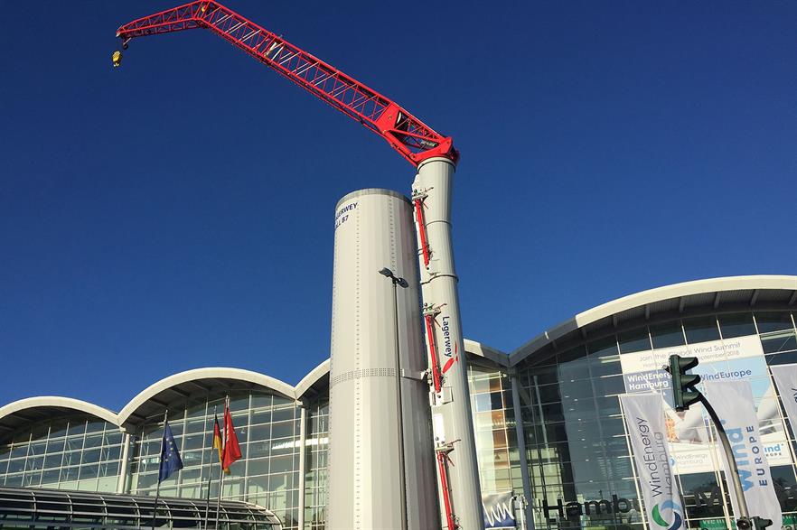 Lagerwey -- part of the Enercon Group -- exhibited the first iteration of the climbing crane at WindEnergy Hamburg 2018