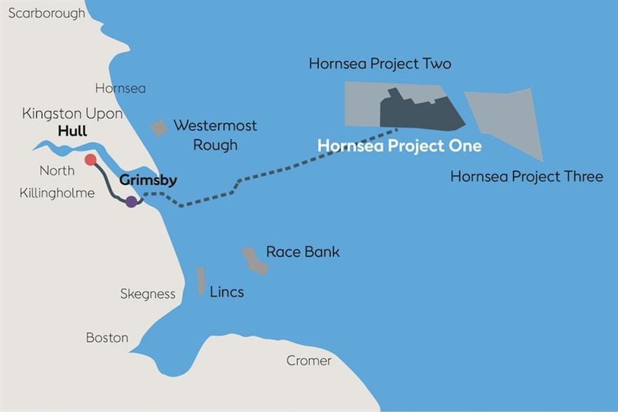Hornsea One is due to be located 120km from England's north-east coast