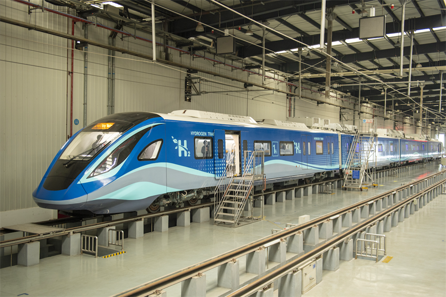 The world's first hydrogen urban train was assembled last December in China (Image credit: Liu Zhongjun/China News Service/VCG via Getty Images)