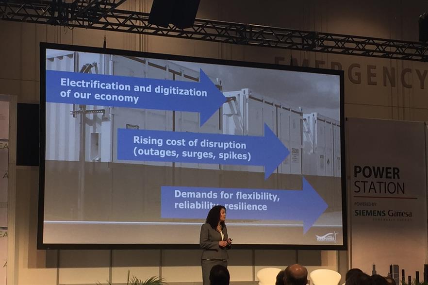 ESA CEO Kelly Speakes-Backman addresses delegates at AWEA Windpower 2018