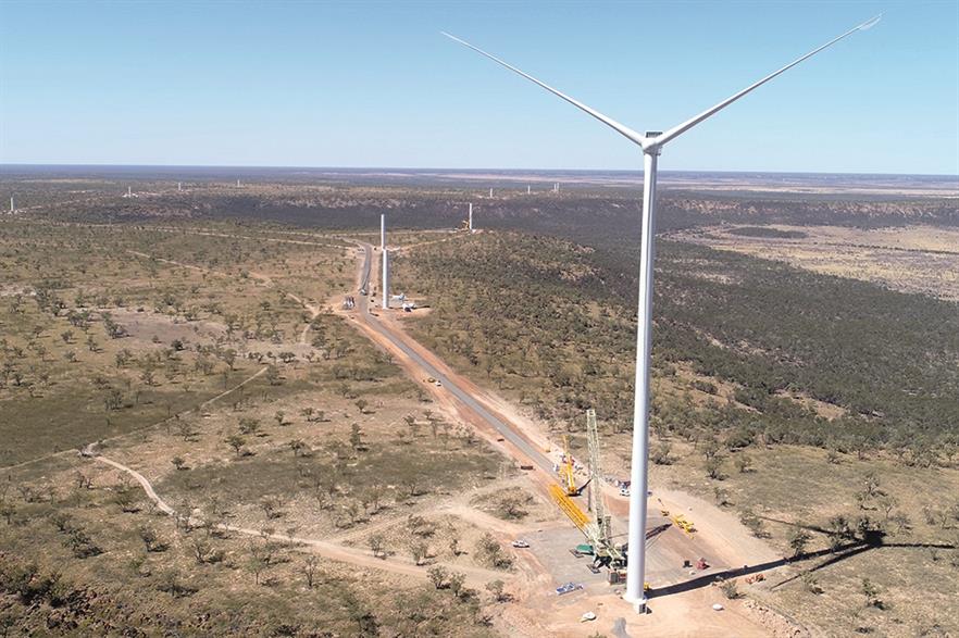 Windlab's hybrid Kennedy Energy Park uses 12 Vestas V136-3.6MW turbines (pic: Windlab)