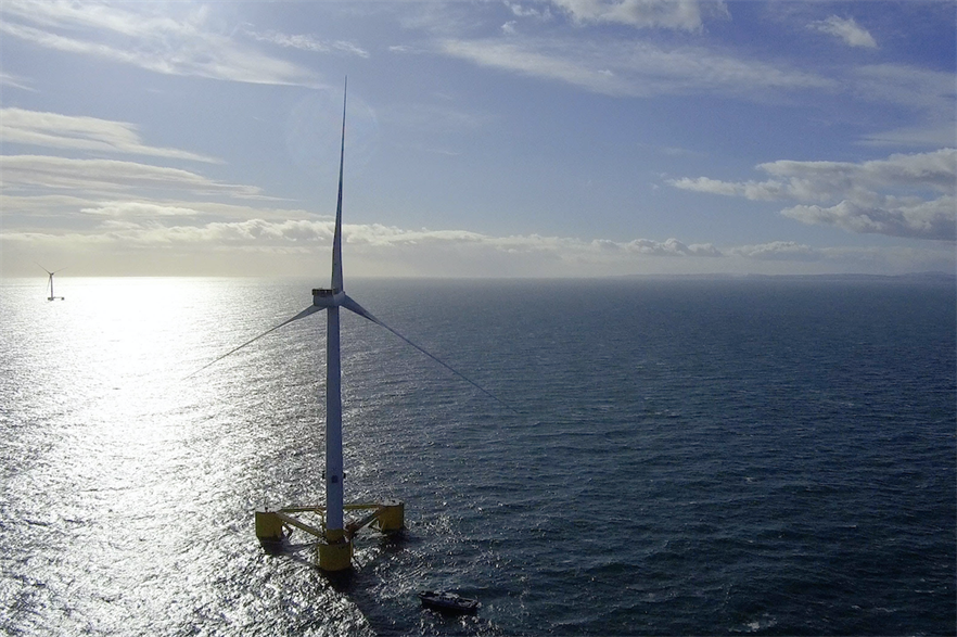 Principle Power's WindFloat platform is used at the Kincardine project off Scotland (pic credit: Grupo Cobra)