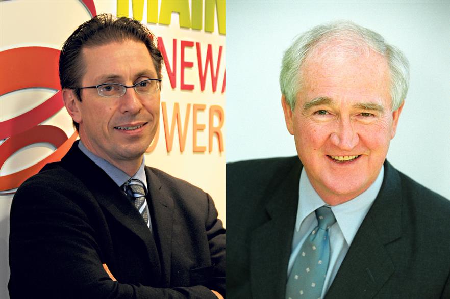 Andy Kinsella (left) replaces Eddie O'Connor as the chief executive of Mainstream Renewable Power