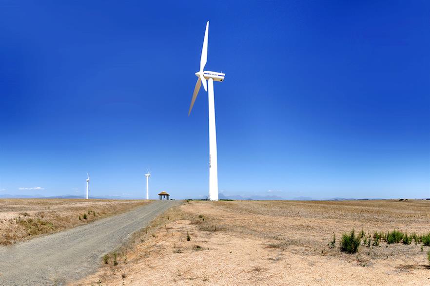 A Vestas turbine at Iberdrola's 27MW Klipheuwel wind farm in South Africa's Western Cape