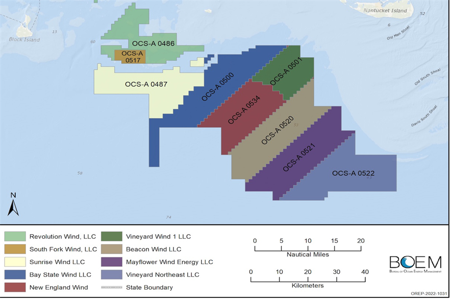 Artist’s impression of the offshore wind lease areas off the coast of New England (pic credit: BOEM)