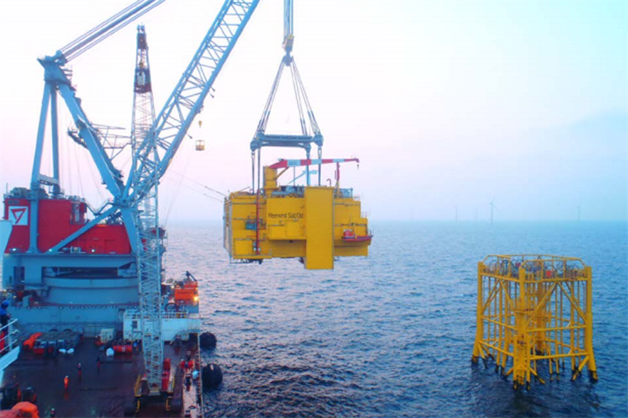 The Meerwind transformer being installed