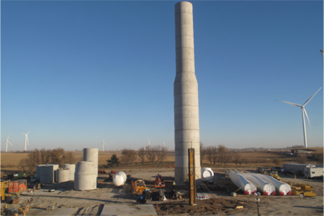Turbines at MidAmerican Energy's Adams project were installed on concrete towers