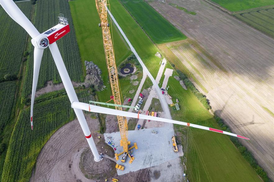 Nordex completed installation of the N163/5.X prototype at the Janneby wind farm in Schleswig-Holstein on 31 August (pic credit: U Mertens/Nordex)