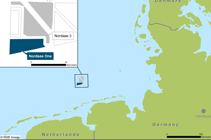 The Nordsee cluster is located 40 kilometres off the German coast