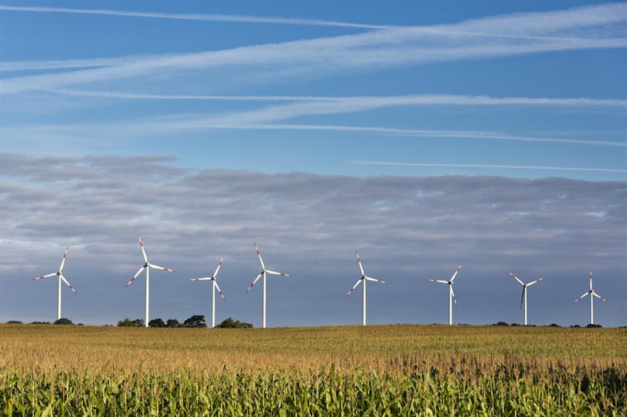Eno Energy turbines at Plauerhagen wind farm in Mecklenburg-Vorpommern, Germany
