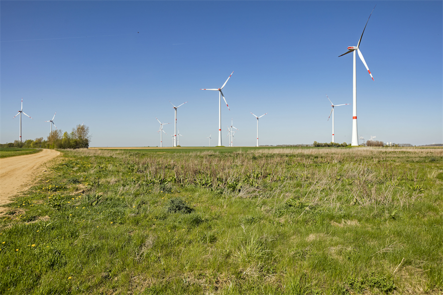 An RWE wind farm in the Rhenish mining area near Inden