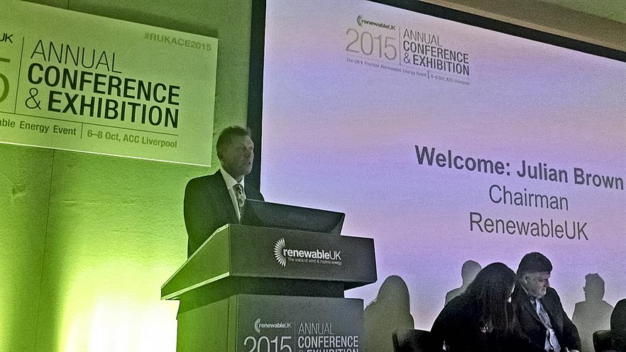 RenewableUK chairman Julian Brown makes the opening address at the annual conference
