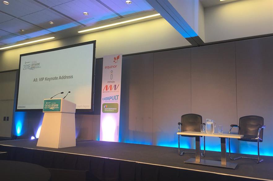 No show... UK junior energy minister Claire Perry was unable to speak at Global Offshore Wind in Manchester (pic: RenewableUK)