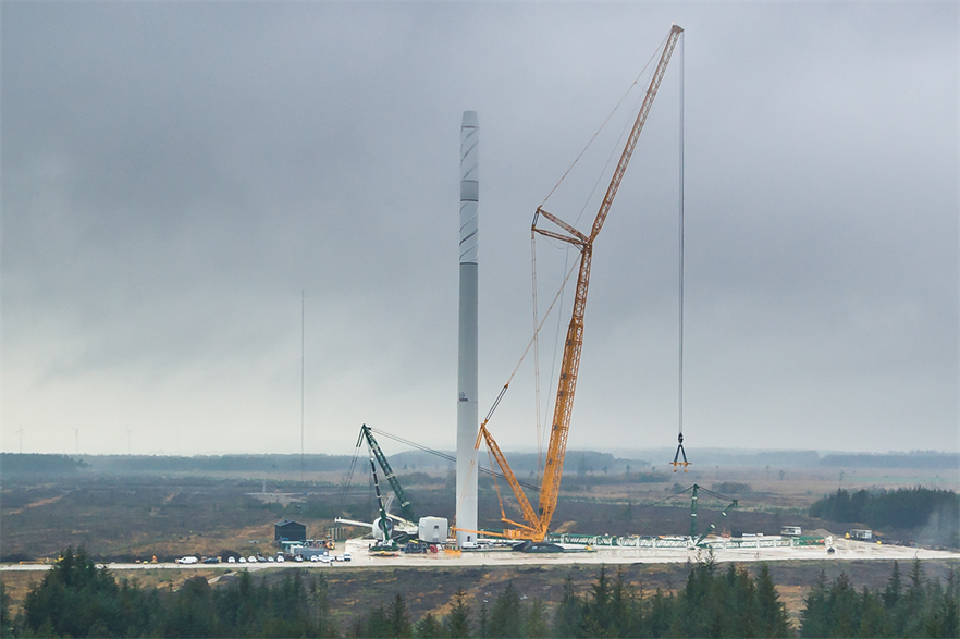 Siemens Gamesa’s SG 14-236 DD turbine being installed at the Ørsterild test centre in Denmark