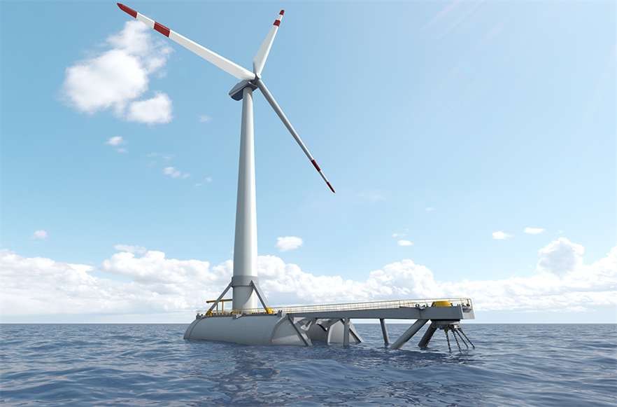 Saitec's Sath platform can align itself around a single point of mooring, according to the direction of the wind and waves