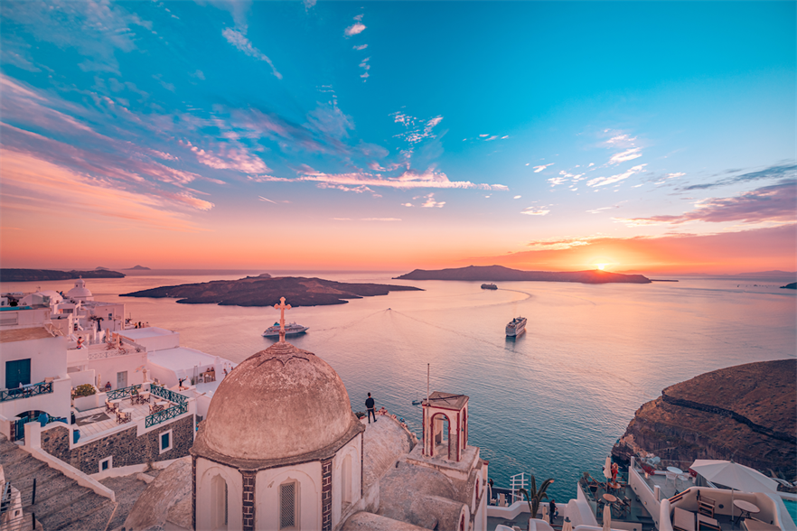 Greece aims to have grid connections between its islands, such as Santorini, and the mainland by 2030 (credit: Getty)