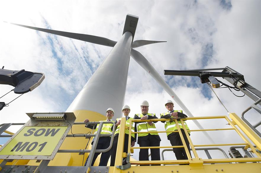 Scottish Energy Minister Paul Wheelhouse (third from the left) at the Levenmouth Demonstration Turbine (pic: ORE Catapult)