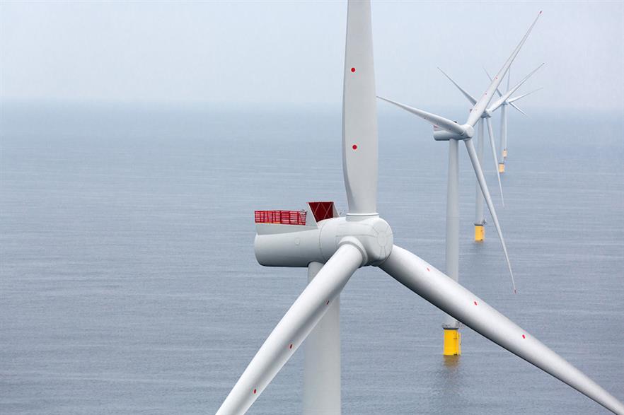 Siemens Gamesa's SWT-6.0-154 turbines at the Westermost Rough site off the coast of the UK