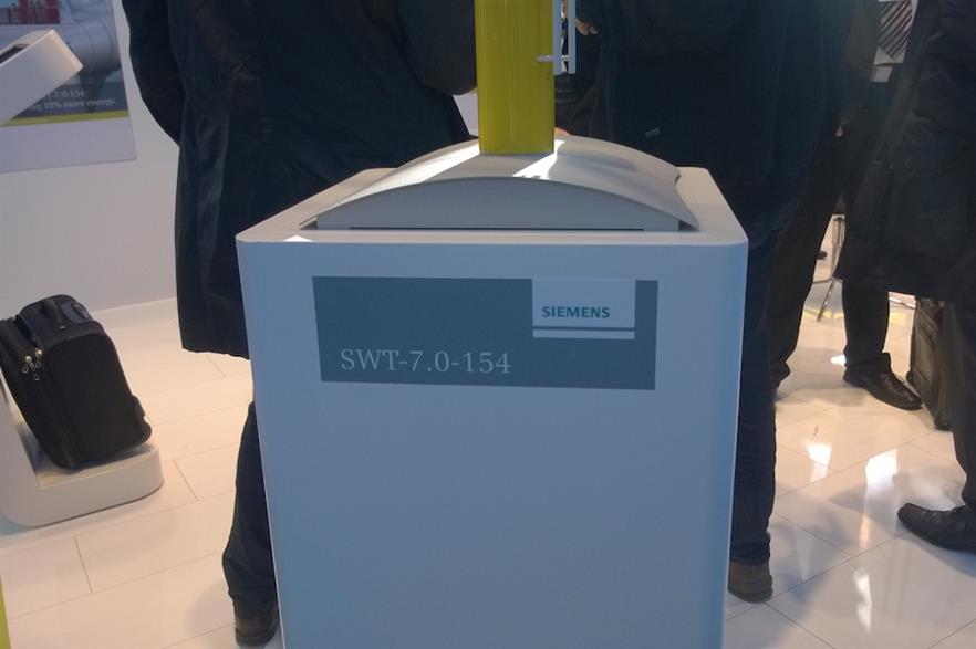 A model of Siemens 7MW turbine on display at EWEA Offshore 2015