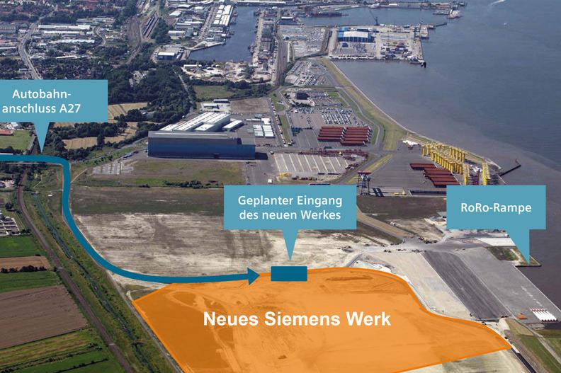 Siemens' new facility will be located on the banks of Cuxhaven Harbour