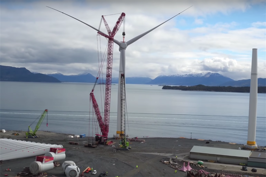 Statoil is preparing the five Hywind turbines in Norway, before transporting to the Scotland site