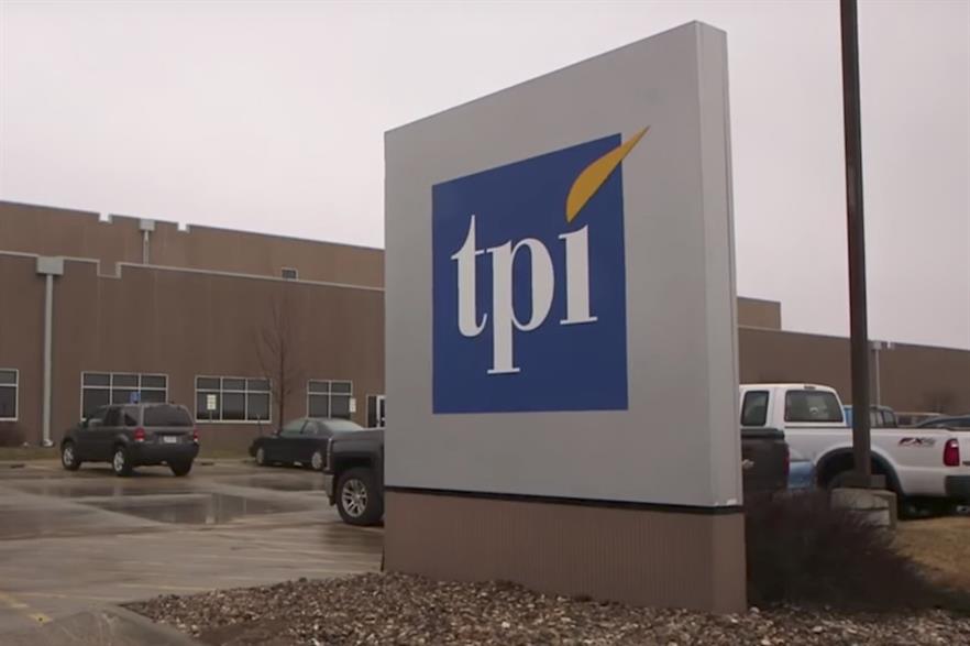 Outside TPI Composite's factory in Newton, Iowa, US