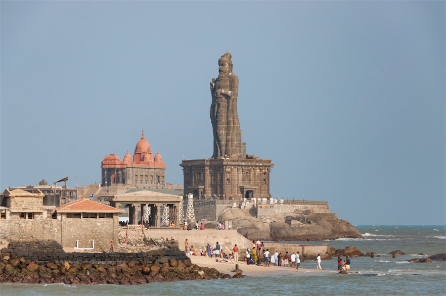 Memorial and statue at Kanyakumari, Tamil Nadu, the southernmost tip of India (pic credit: Malcolm P Chapman/Getty Images)