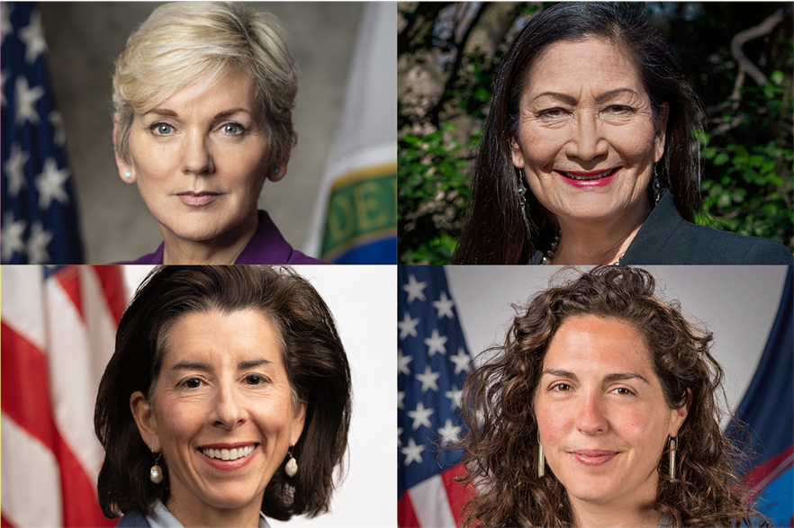 All the president's women: Jennifer Granholm, Deb Haaland, Amanda Lefton, Gina Raimondo (clockwise from top left)
