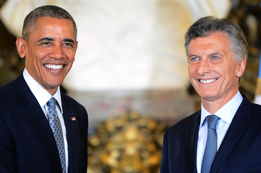 US president Barack Obama met with newly-elected Argentine president Mauricio Macri (right) 