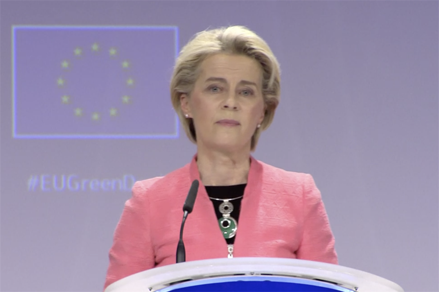 President of the European Commission Ursula von der Leyen unveiling the 'Fit for 55' package