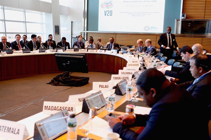 The meeting of the V20 in Washington DC in April (pic: Climate Vulnerable Forum)