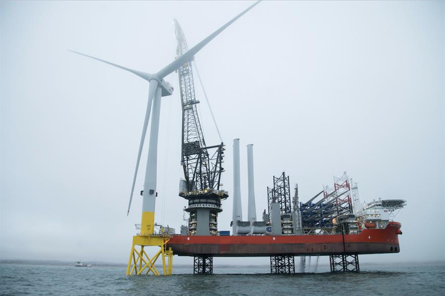 The first turbine was installed at Vattenfall's EOWDC on 9 April