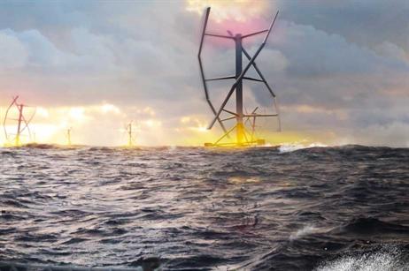 An digital impression of the Vertwind floating turbine