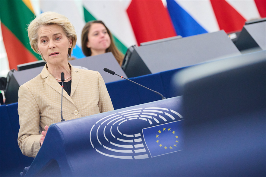 European Commission President Ursula von der Leyen addressing the European Parliament (pic credit: Dati Bendo/EC Audiovisual Services)