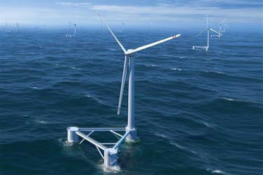 An artists impression of the floating wind farm