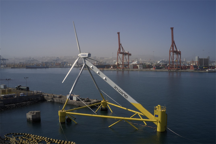 X1 Wind's floating offshore wind concept is based on a tension leg platform (TLP) mooring, with a weathervaning system and a downwind turbine