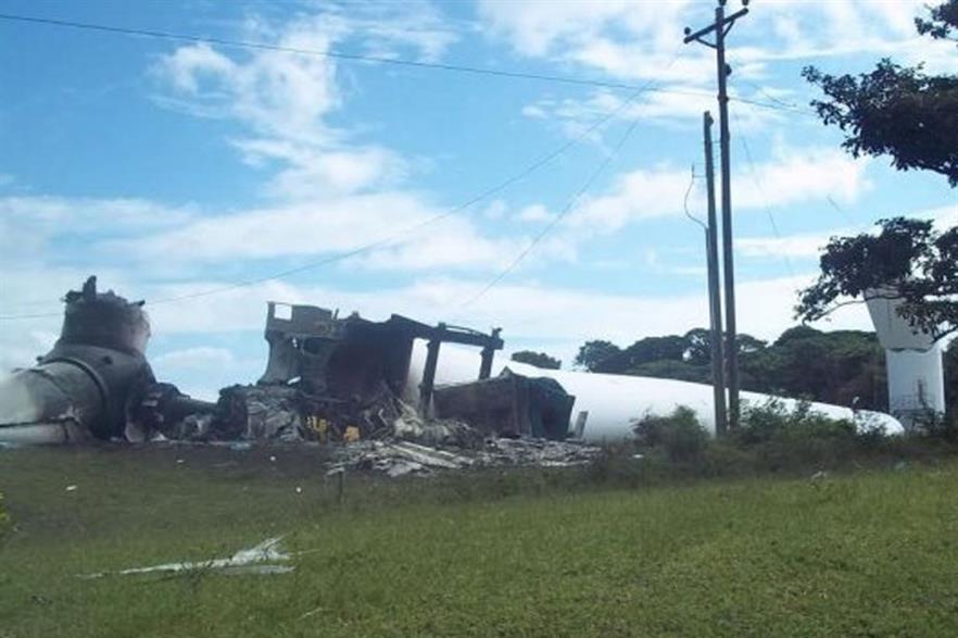The Suzlon S88 turbine that was destroyed at the Amayo project  (pic: Lesber Quintero) 